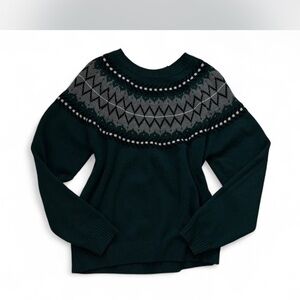 Weatherproof vintage fair isle Women's green and Gray Sweater